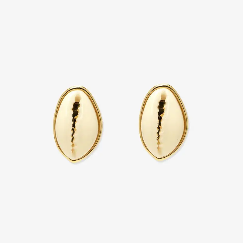 Minimalist Cowrie Shell Stud Earrings