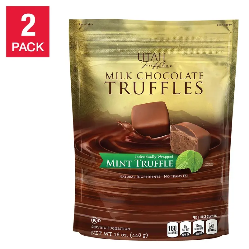 Mint-Infused Milk Chocolate Truffles by Utah Truffle – 16 oz Two-Pack