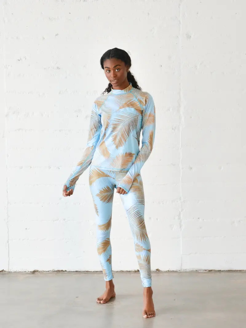 Misty Palm Print Women’s Pullover Raglan Sleeve Shirt