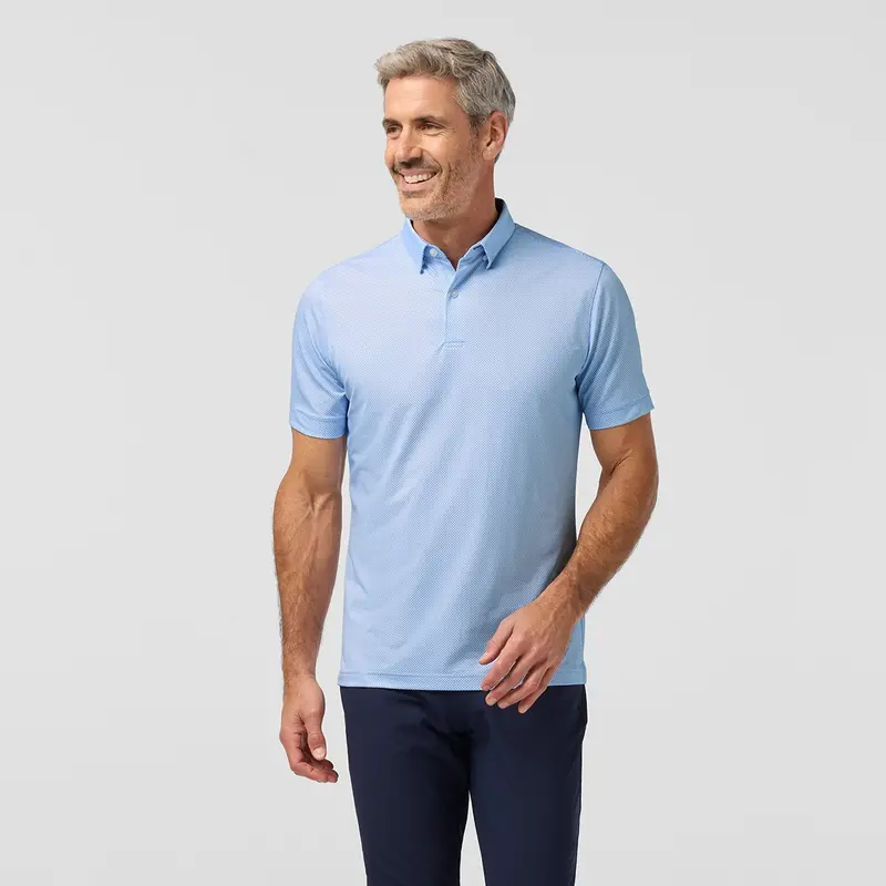 Mizzen + Main Halyard Short Sleeve Polo – Skyline Blue with Tight Diamond Weave