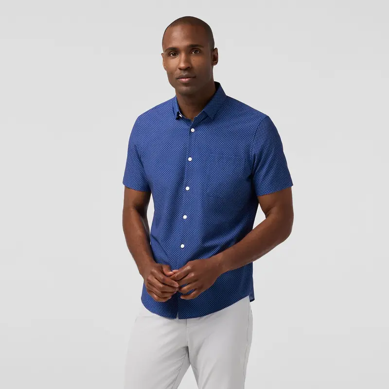Mizzen + Main Leeward Dress Shirt for Men – Cobalt Geo Bloom Pattern