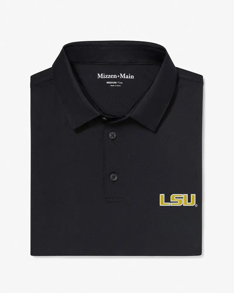 Mizzen + Main LSU Versa Classic Polo – Black, Short Sleeve
