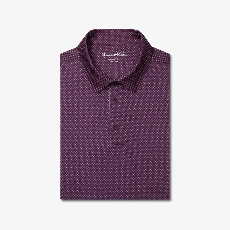 Mizzen + Main Versa Short-Sleeve Polo – Eggplant Multi-Texture Fabric