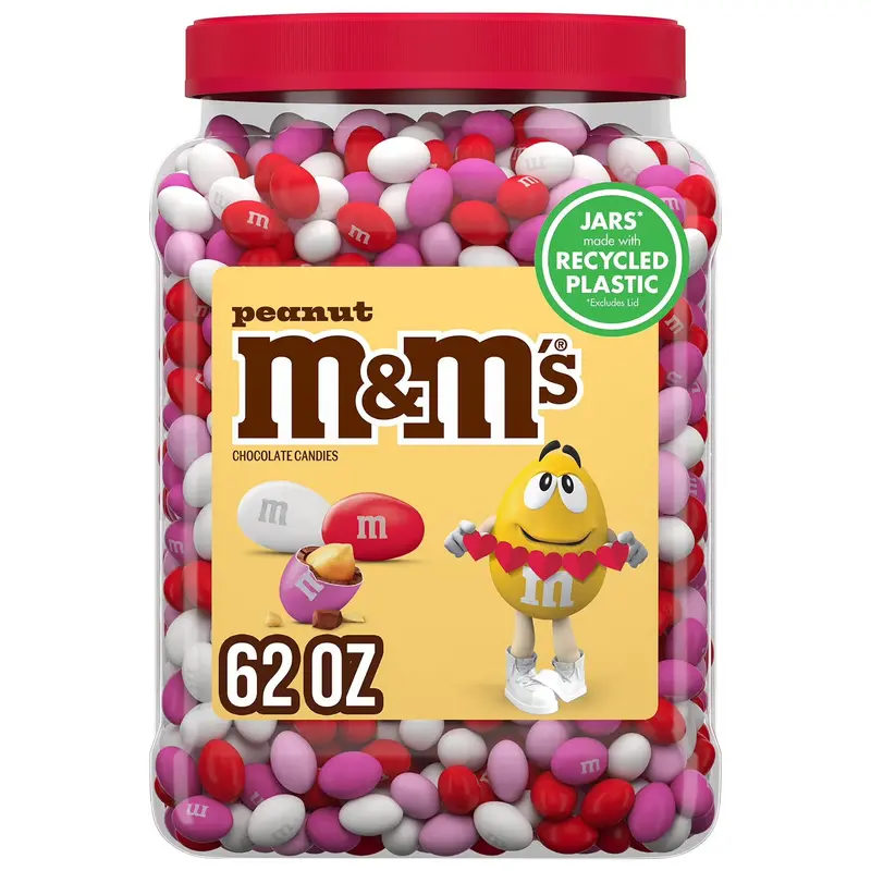 M&M’S Peanut Milk Chocolate Candies – 62 oz Valentine’s Bulk Bag