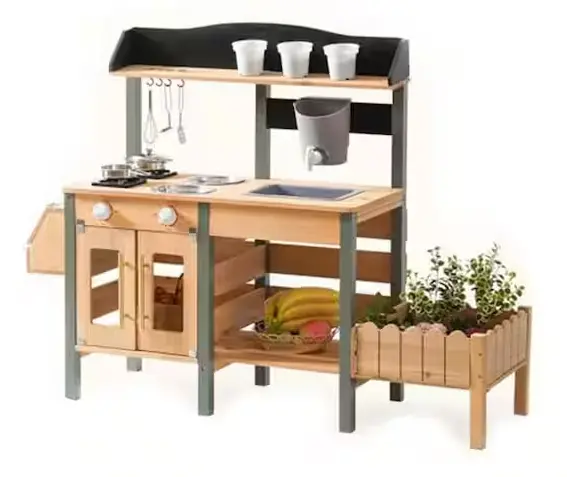 Modular Wooden Playhouse with Detachable Kitchen Sink