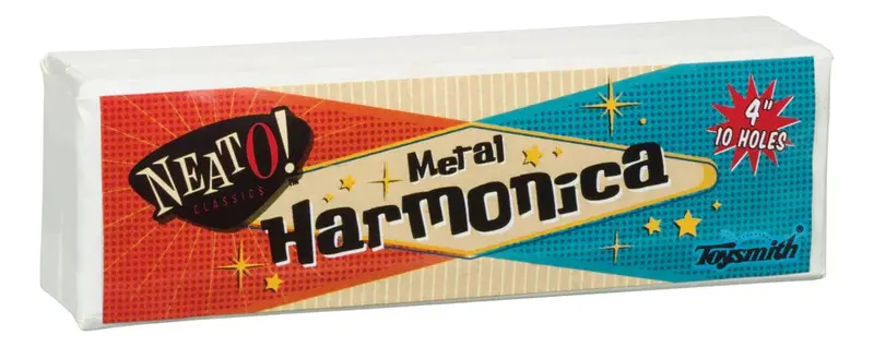 Neato! Compact Metal Blues Harmonica – Key of C