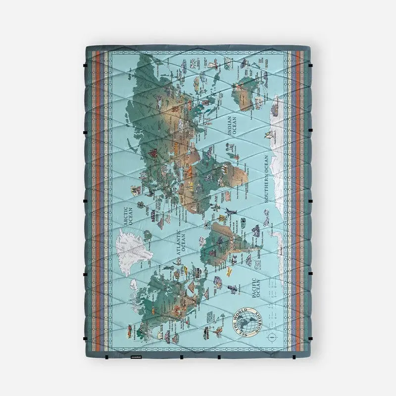 Nomadix Puffer Blanket Featuring World Map Design