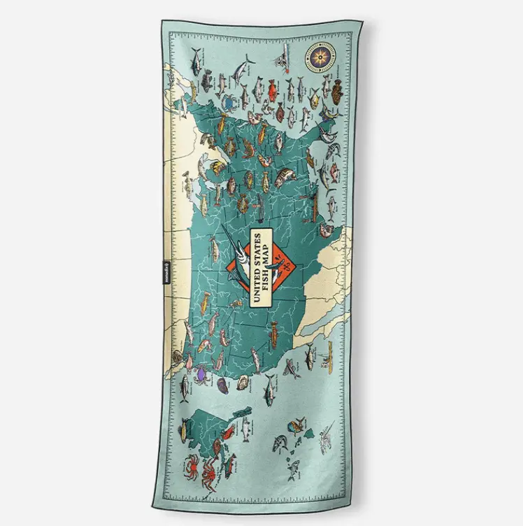 Nomadix U.S. Fish Map Original Travel Blanket