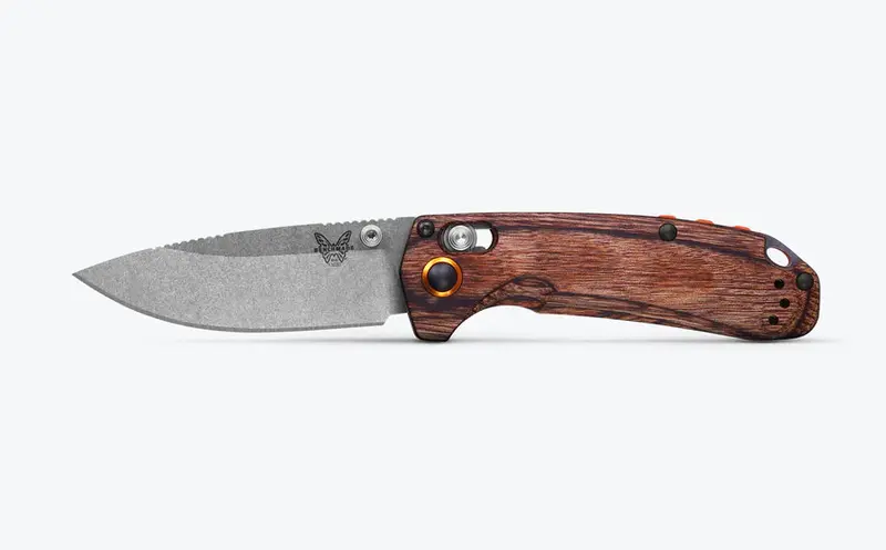 North Fork Drop Point Pocket Knife – Stabilized Wood Handle