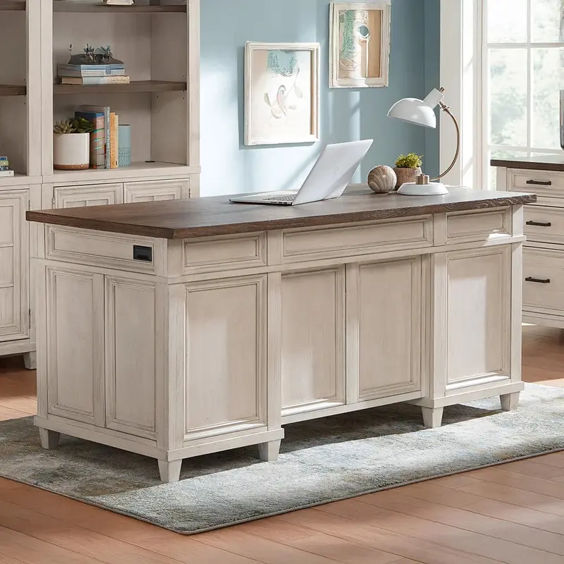 North Haven Executive Desk with Modern Wood Finish