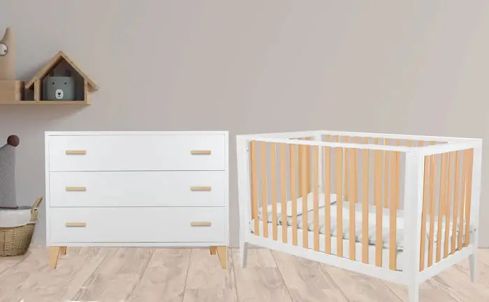 Nova 2-Piece Nursery Collection – Natural Wood & White