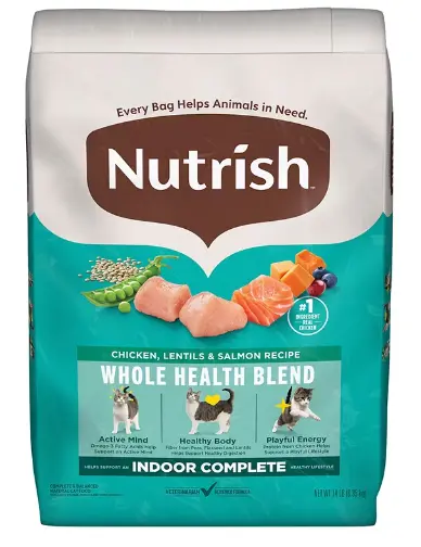 Nutrish Indoor Complete Dry Cat Food – Chicken & Salmon Blend (18 lbs)