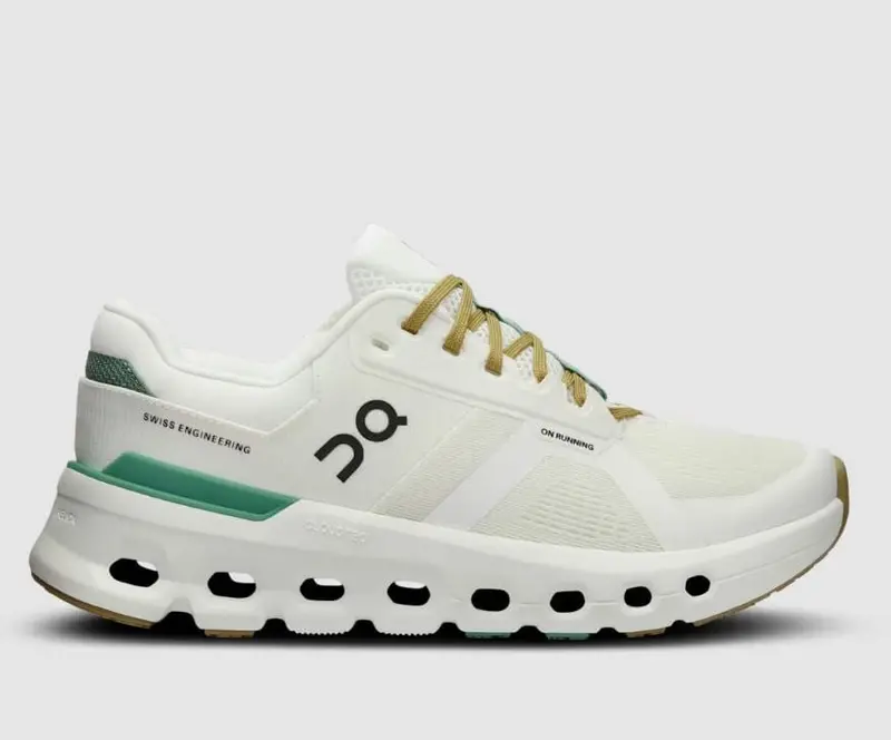 On Cloudrunner 2 Running Shoes for Women – White & Green Accent
