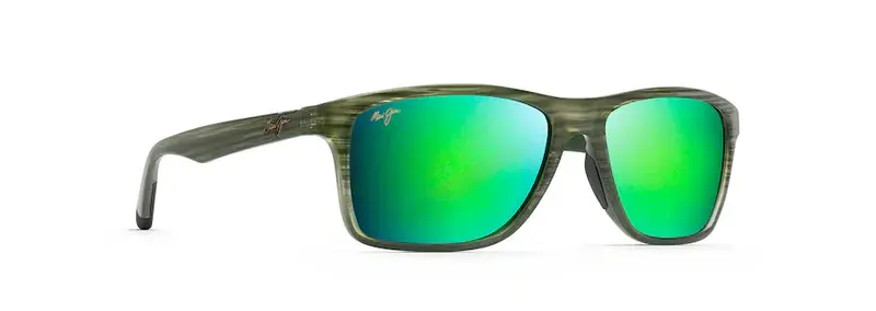 Onshore Sunglasses – Olive Stripe Frame, Green Mirror Lenses