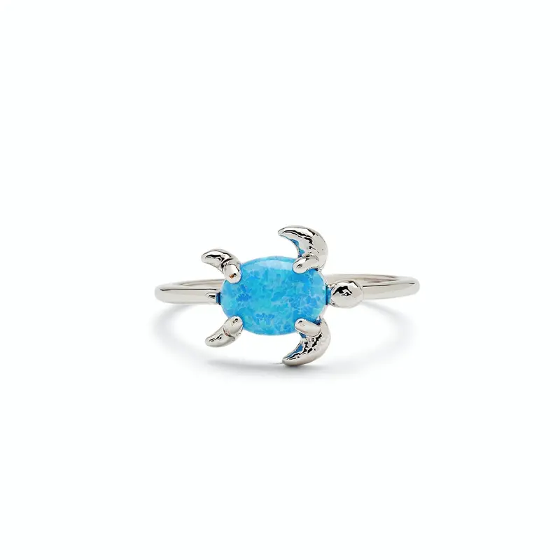 Opal-Inlaid Sea Turtle Statement Ring