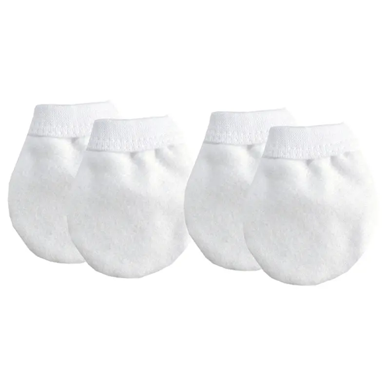 Organic Cotton Scratch-Free Mittens – 2-Piece Set in White