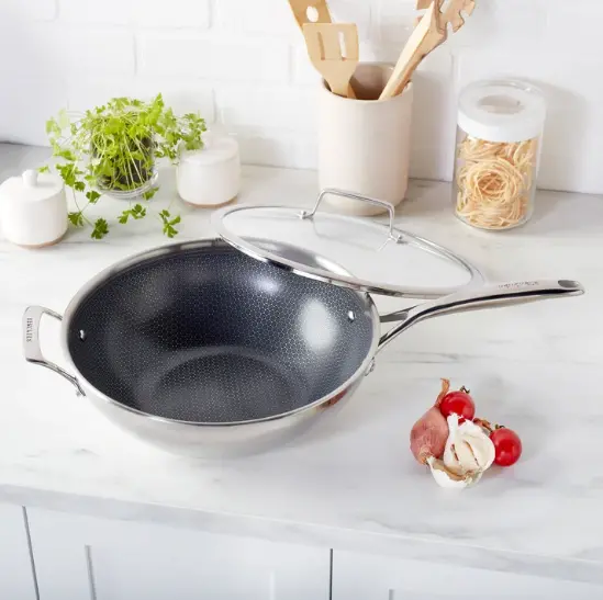 Paradigm Ceramic-Coated Wok Set – 12-Inch Nonstick Stir-Fry Pan with Glass Lid