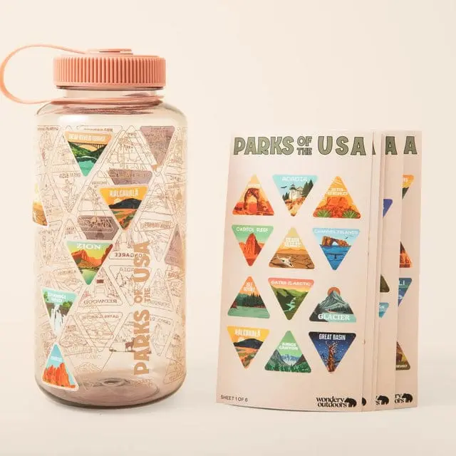 Parks of the USA Adventure Bucket List Water Bottle – 32 oz Wide-Mouth Tumbler