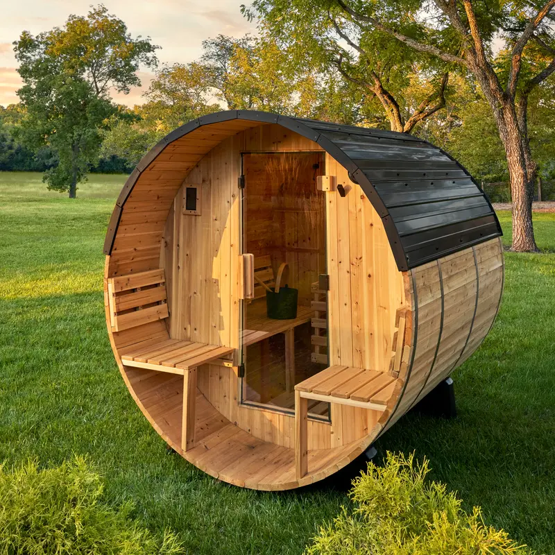 Paxton Porch-Enhanced Barrel Sauna – 2–4 Person Design