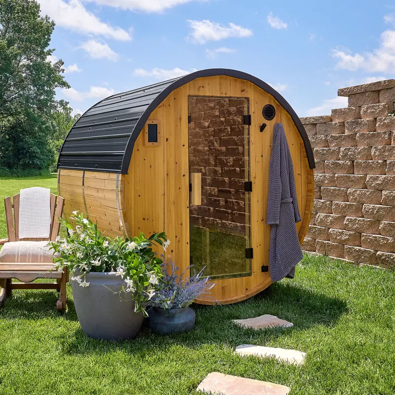Paxton Space-Efficient Outdoor Barrel Sauna – 2–4 Users