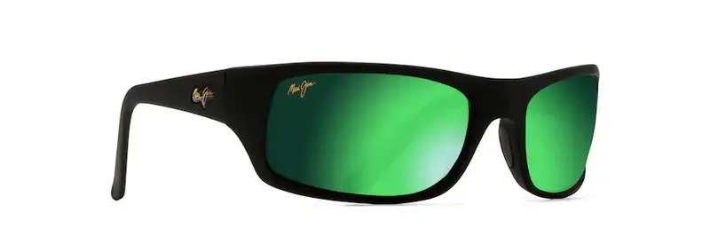 Peahi Sunglasses – Matte Black Frame with Green Mirror Lenses