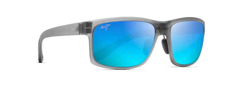 Pokowai Arch Sunglasses – Translucent Matte Grey Frame, Blue Hawaii Lenses