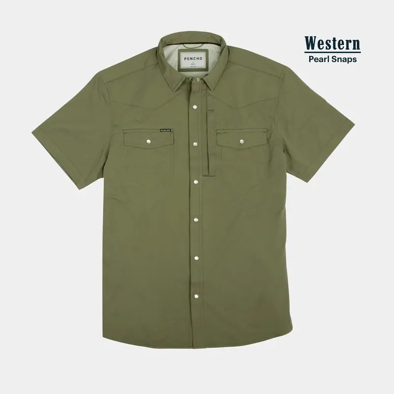 Poncho Sabine Western Shirt for Men – Short-Sleeve Regular Fit Cotton Blend