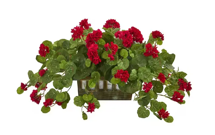 Potted Geranium-Style Artificial Plant for Indoor Spaces