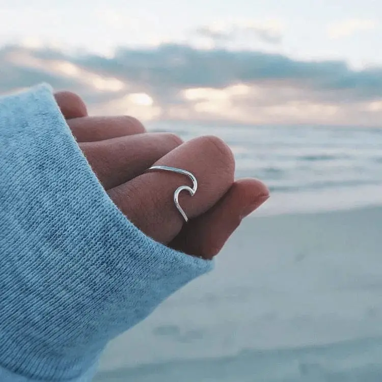 Pura Vida Handcrafted Wave Ring in Sterling Silver