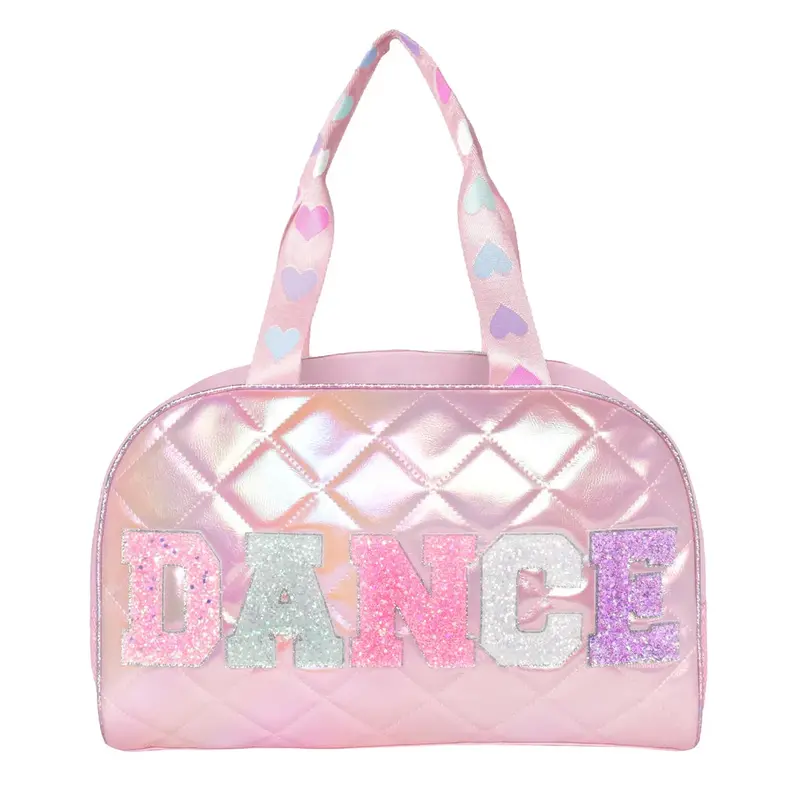 Quilted Metallic Dance-Print Duffle Bag