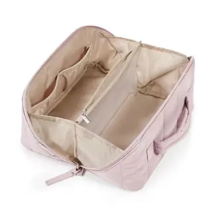 Quilted Pink Travel Toiletry Bag with Makeup Organizer