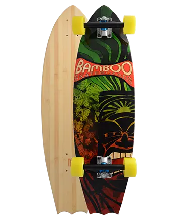 Rasta Tiki Bat Tail Longboard Deck