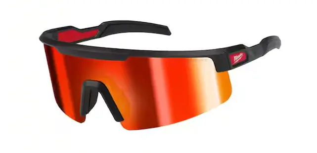 Red Mirrored Wraparound Safety Glasses – Anti-Scratch Lens