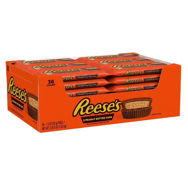 REESE’S Peanut Butter Cups in Milk Chocolate – 1.5 oz Miniatures, 36-Count Box