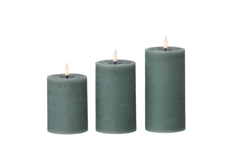 Rustic-Style LED Block Candle – 7 cm Height
