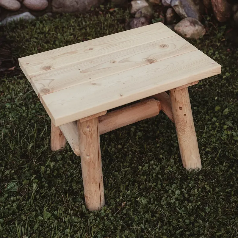 Rustic Wood End Table with Natural Grain Finish