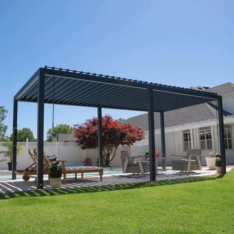Sarasota 20×10 Steel Louvered Pergola – Large-Scale Adjustable Shade Solution