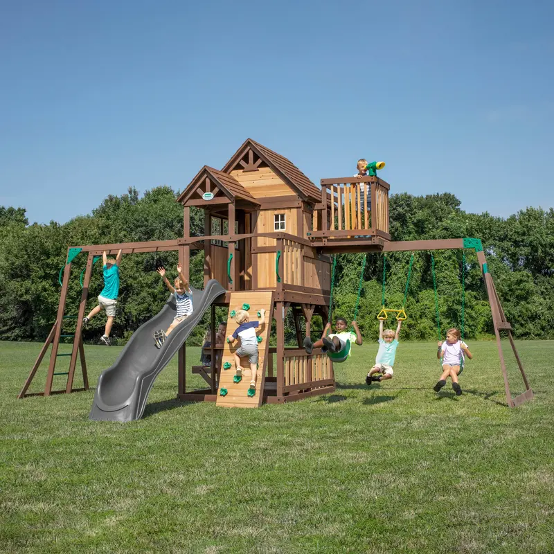 Skyfort II Playset with Curved Wave Slide – 10-Foot Height Option