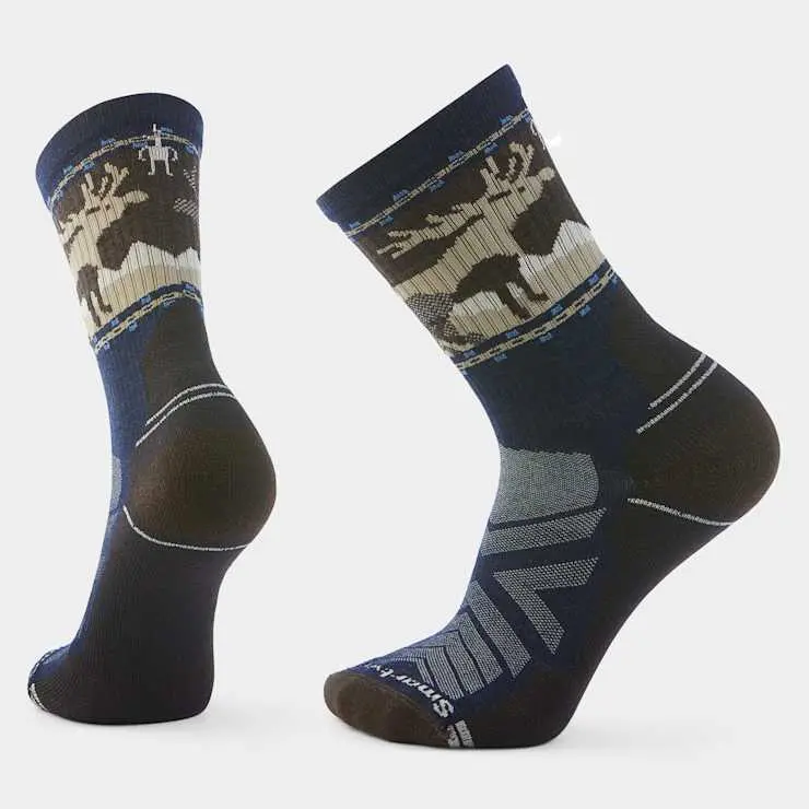 Smartwool Men’s Hike Mountain Moose Crew Socks – Deep Navy