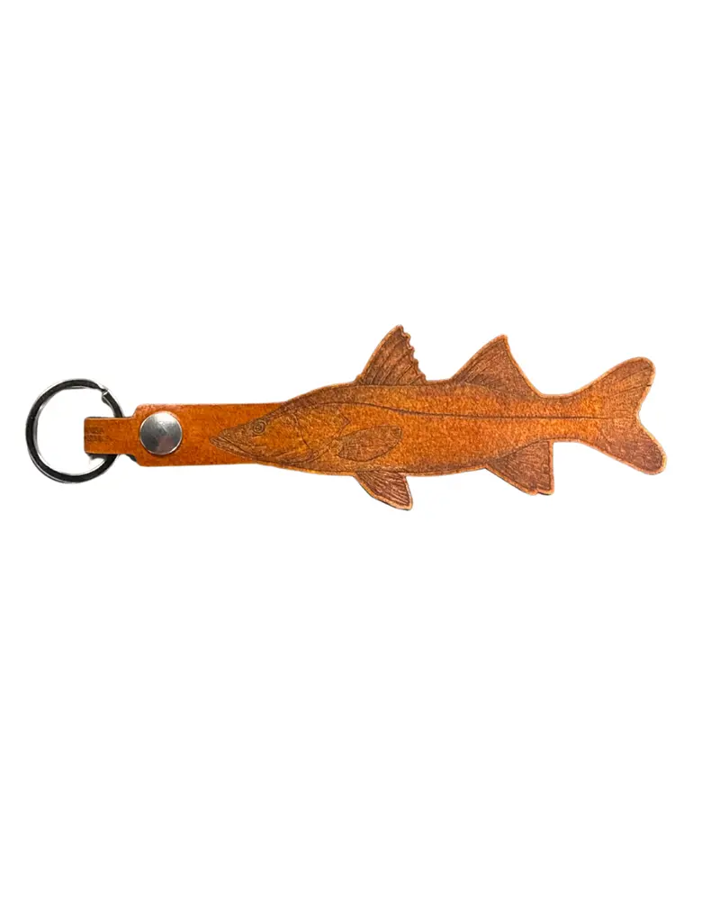 Snook-Themed Leather Keychain