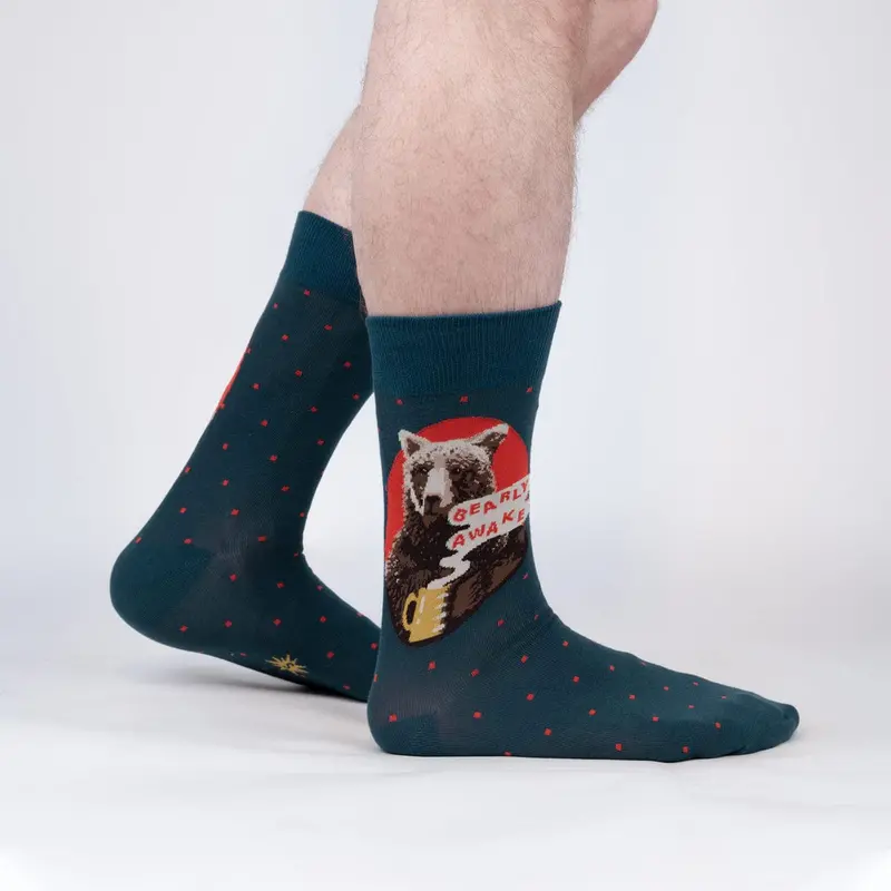 Sock It To Me Bearly Awake Crew Socks for Men