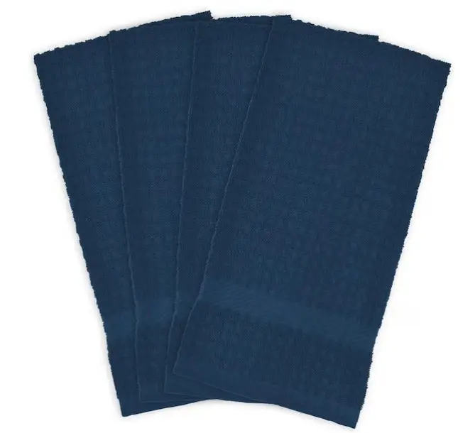 Soft Blue Terry Waffle-Weave Dish Towels – Pack of 4