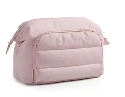 Soft Pink Padded Makeup Bag – Lightweight Cosmetic Organizer