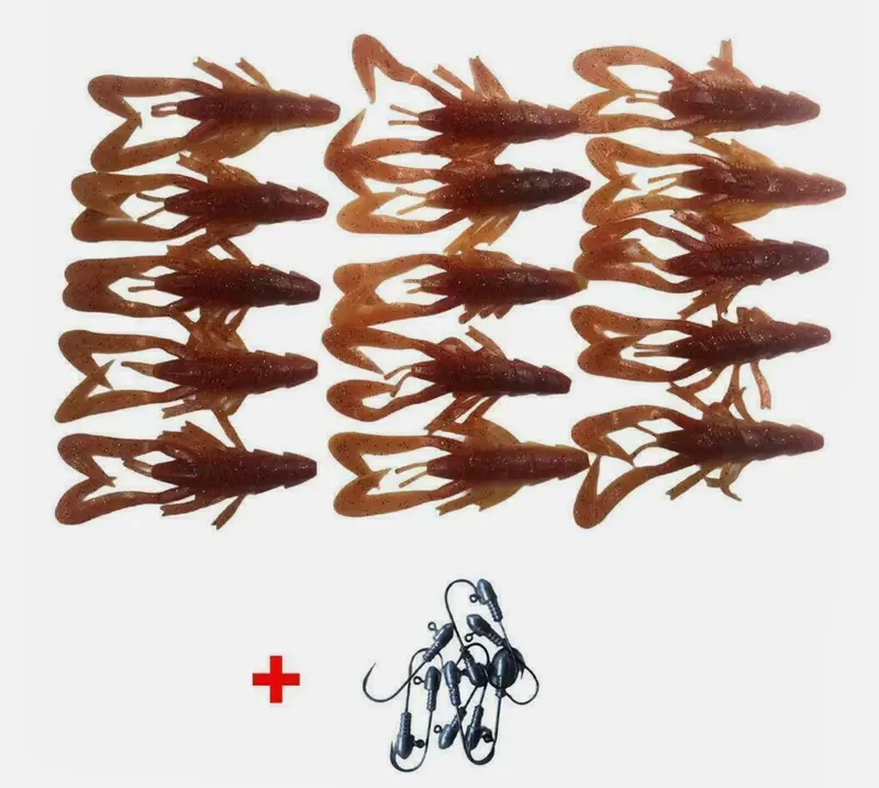 Soft Plastic Yabbie Lures – 15-Pack, 8cm, Includes 10 Jig Heads
