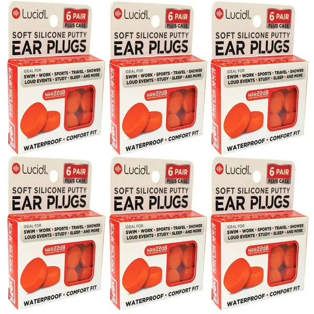 Soft Silicone Reusable Ear Plugs – 6-Pack