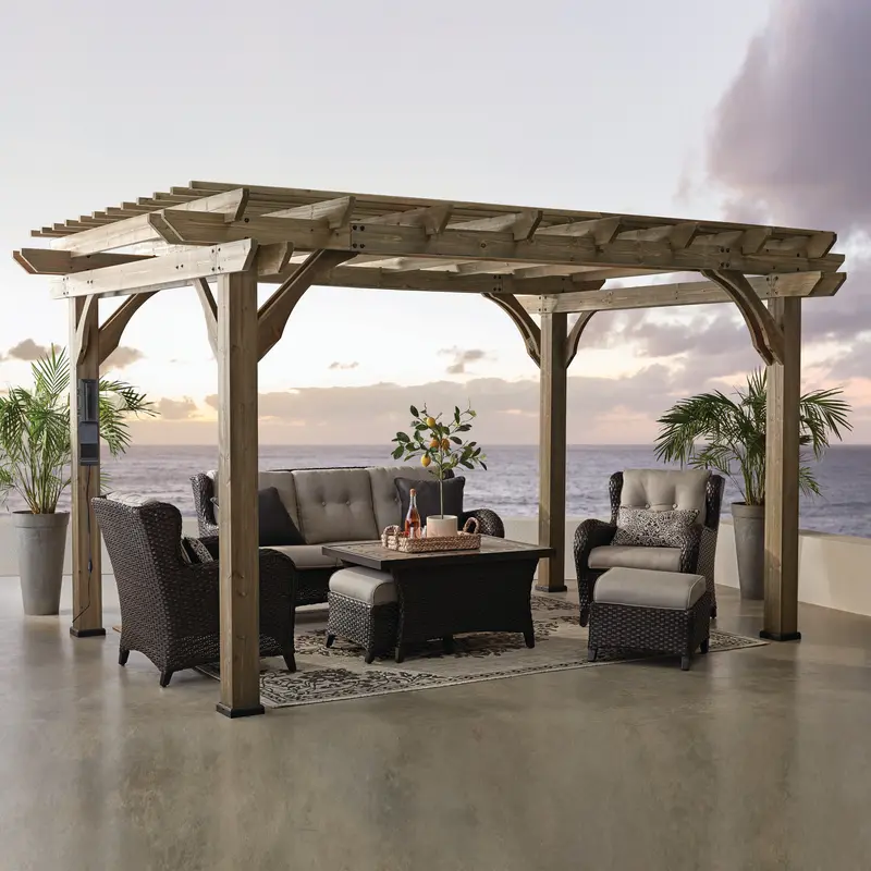 Somerville 14×10 Barnwood-Finished Pergola