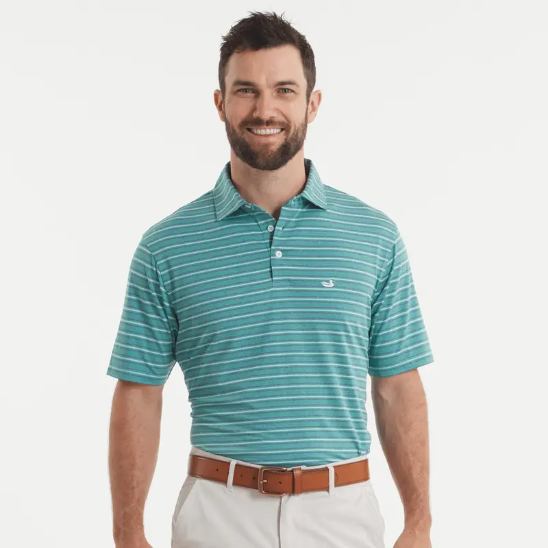 Southern Marsh Maybourne Stripe Polo – Men’s Coastal-Inspired Performance Top