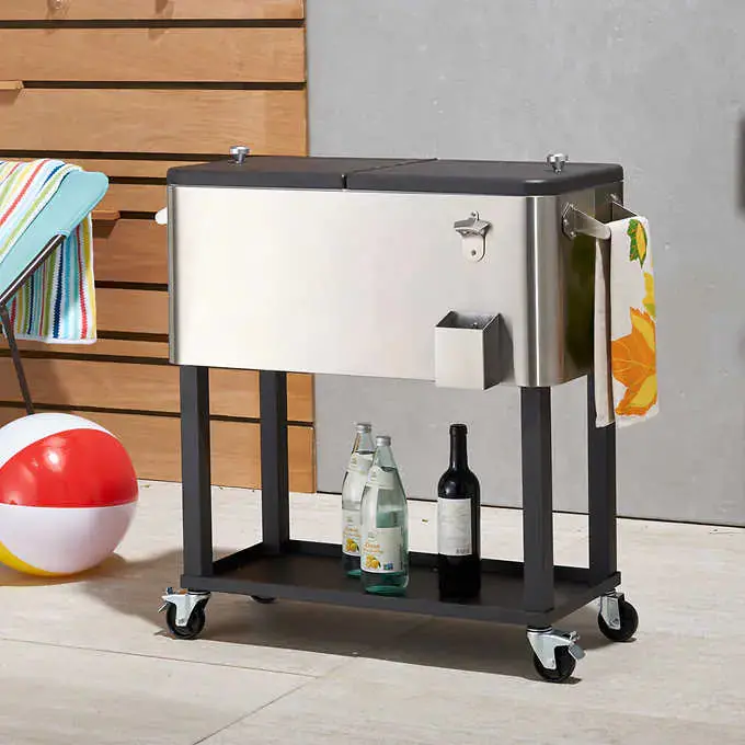 Stainless Steel Portable Cooler – Insulated with Secure Lid Cover