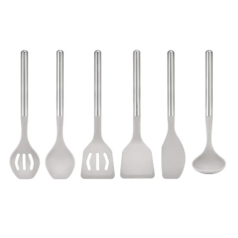 Stainless Steel & Silicone Kitchen Tool Set – 6-Piece Essential Cooking Utensil Collection