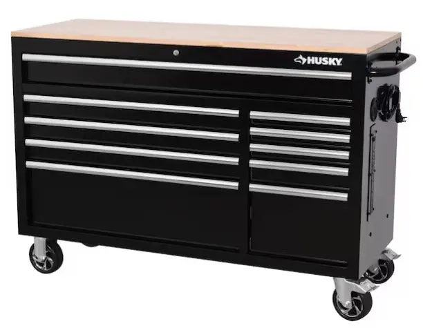 Standard-Duty Mobile Workbench Cabinet – 52″W x 20″D Black Steel Frame
